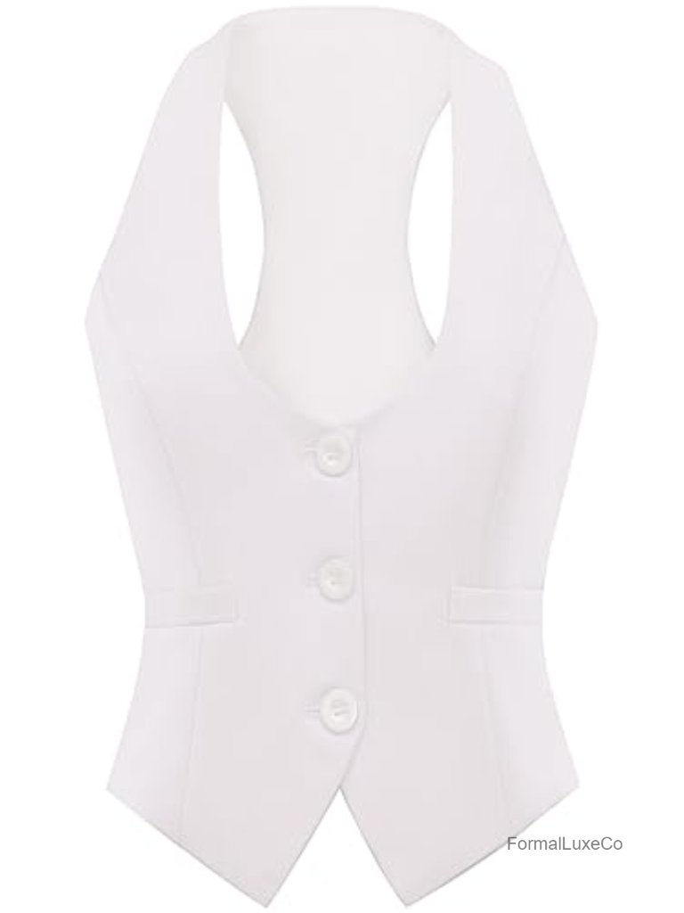 Women's Dressy Suit Vest With Pockets Sleeveless Racerback Business Casual